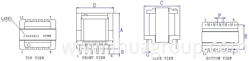 High Voltage Flyback Transformer Ee22 Ferrite Core Flyback Current Power Supply Transformer